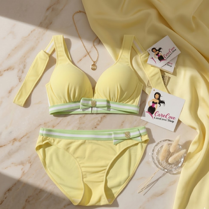 CareCove Open Strap Bikini with Matching Underwear in Yellow Color