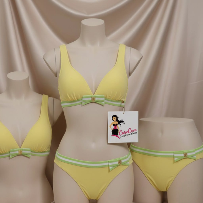 CareCove Open Strap Bikini with Matching Underwear in Yellow Color