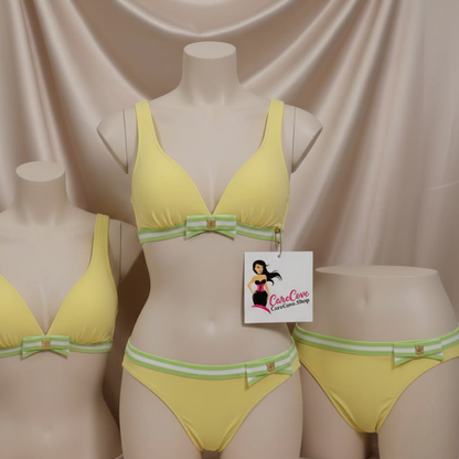 CareCove Open Strap Bikini with Matching Underwear in Yellow Color