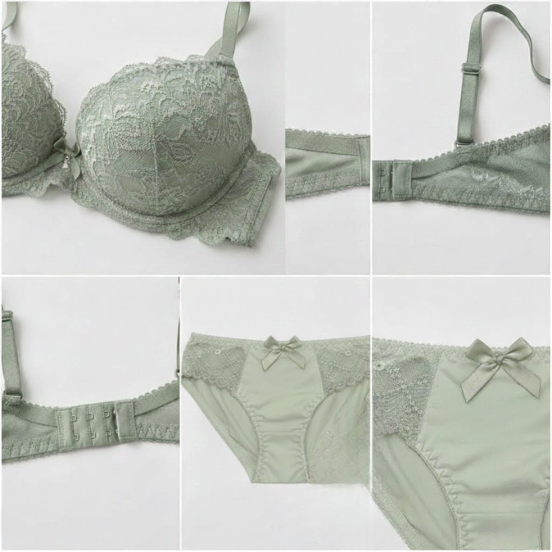 CareCove Elegant Mint Lace Bra & Panty Set