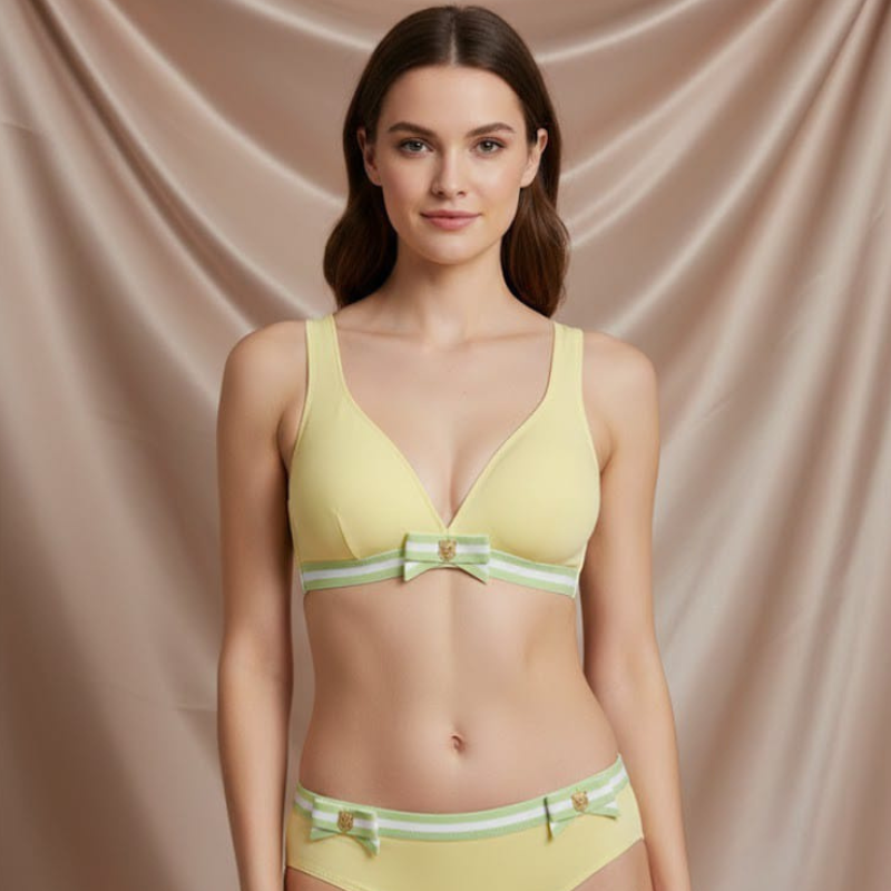 CareCove Open Strap Bikini with Matching Underwear in Yellow Color