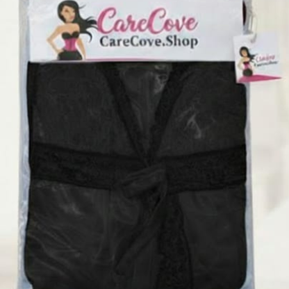 CareCove Black Satin Luxury Nightwear Set (3-Piece)