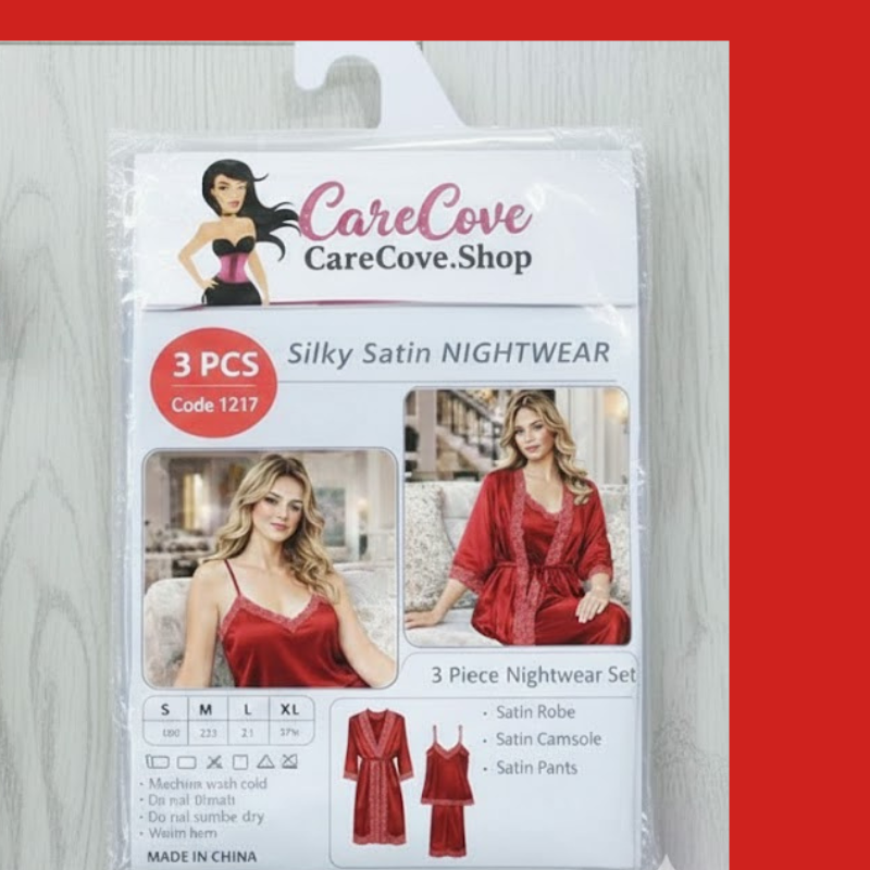 women sleepwear

women satin robe

silky satin pajamas

satin robe set

satin pajama set

red satin nightwear

red pajama set

night dress set

luxury sleepwear

loungewear set

honeymoon nightwear

gift for her

CareCove

bridal nightwear

3 piece nightwear
